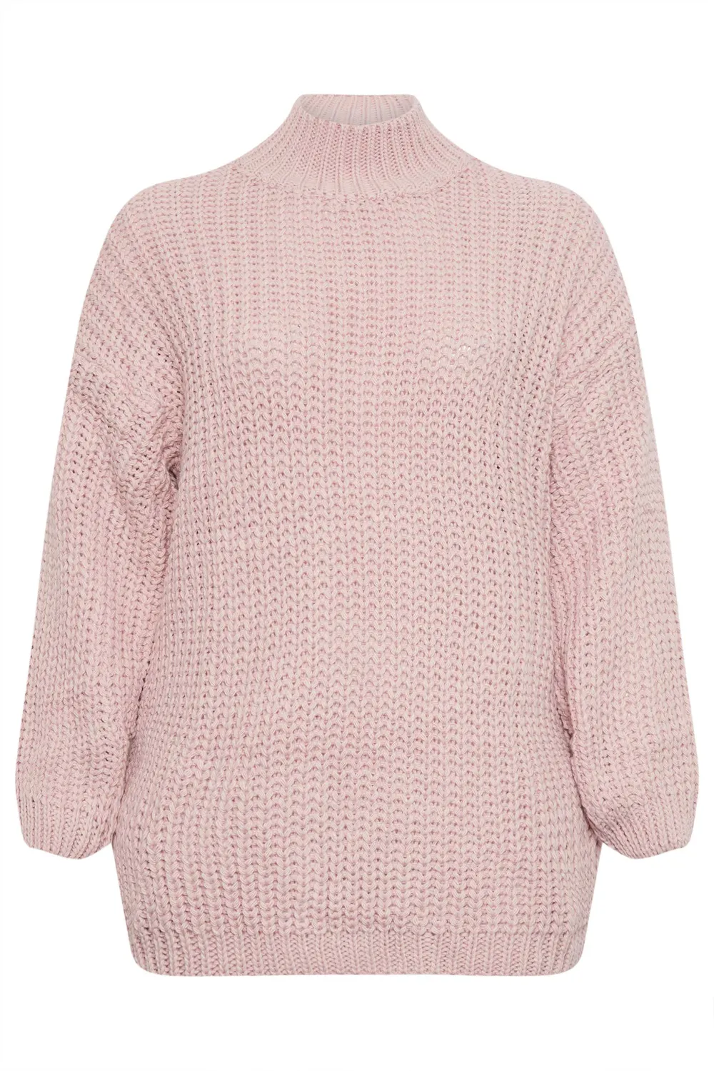 YOURS Curve Pink Funnel Neck Oversized Knitted Jumper