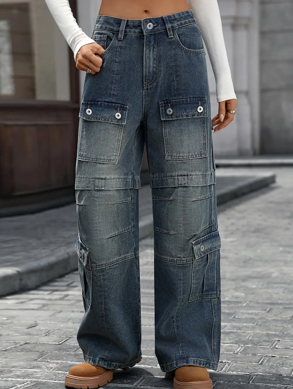 Washed Heavy Duty Multi Pocket Jeans