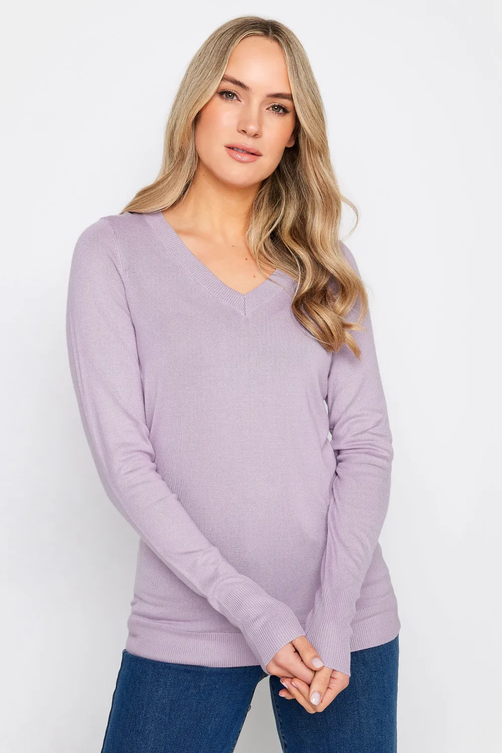 LTS Tall Lilac Purple V-Neck Jumper