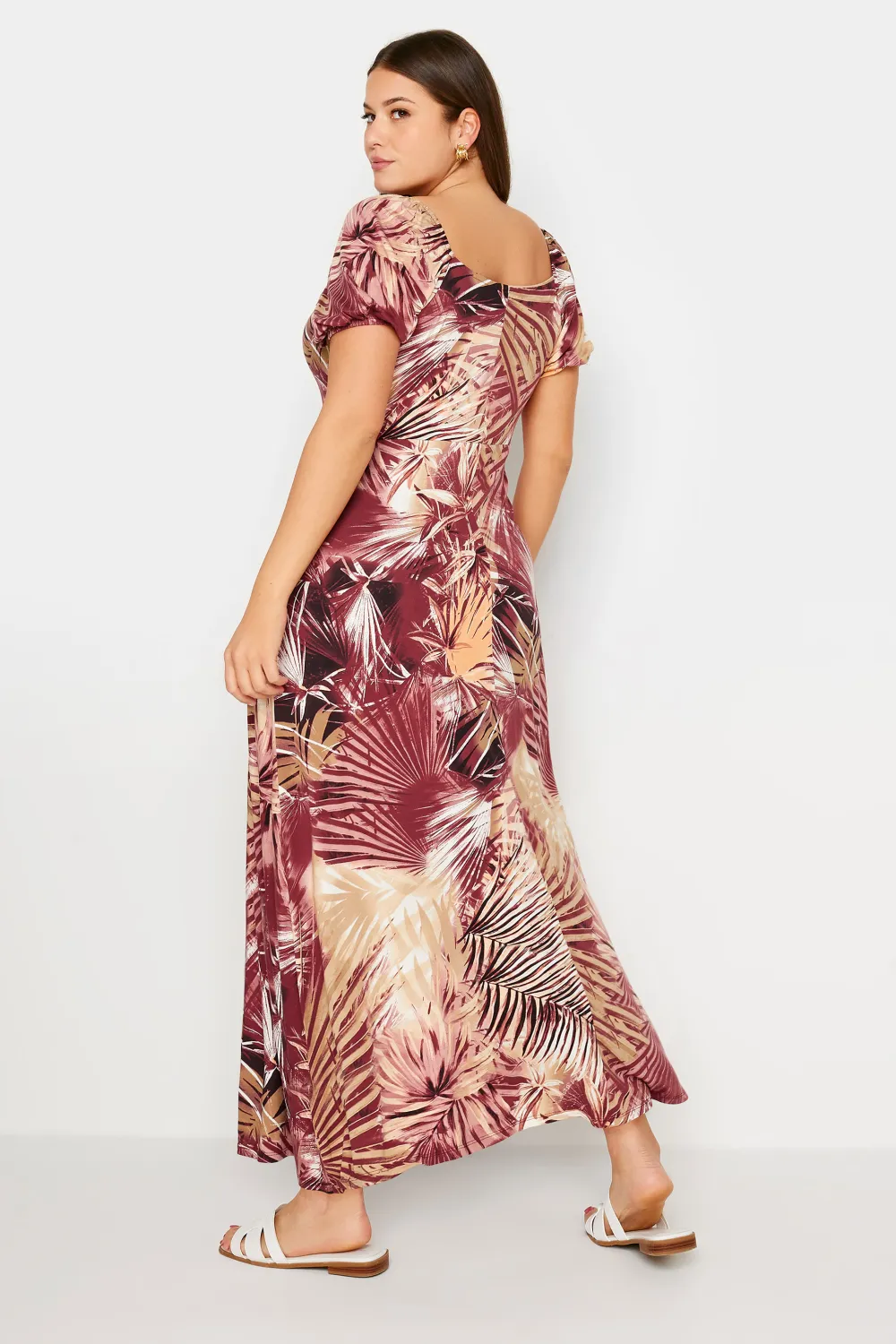 YOURS Curve Red Leaf Print Wrap Maxi Dress