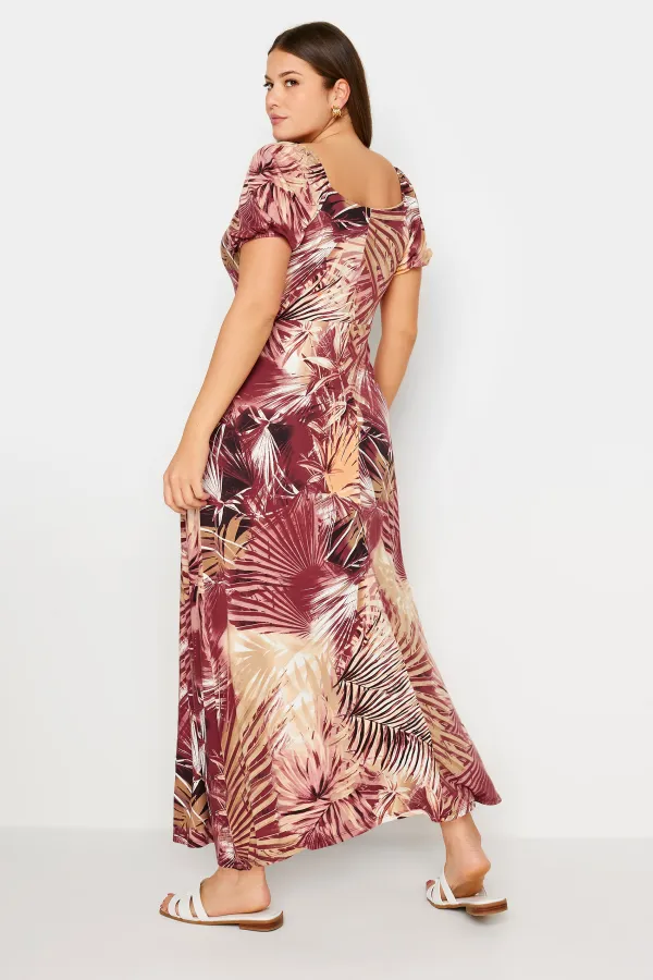 YOURS Curve Red Leaf Print Wrap Maxi Dress