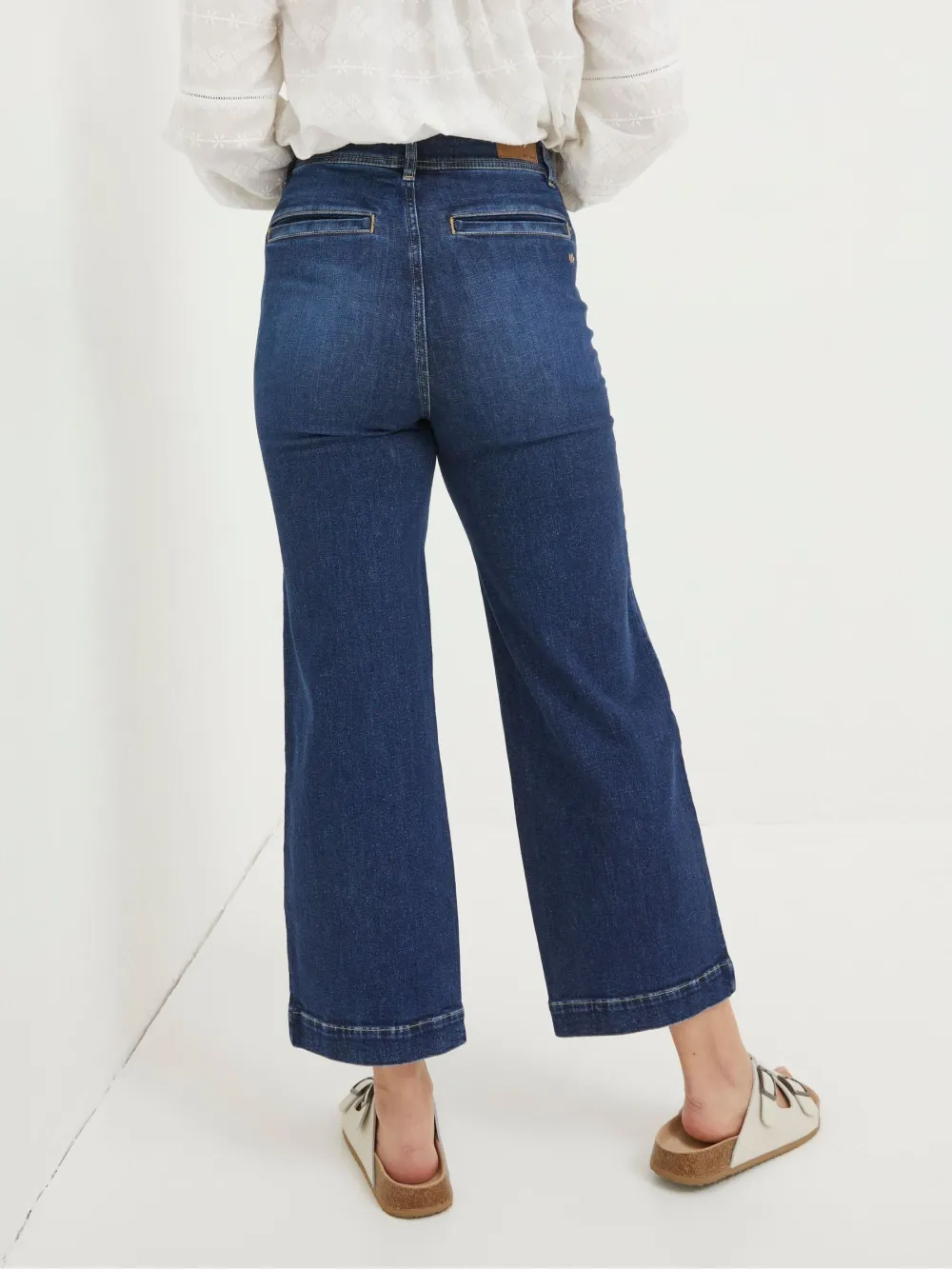 Blue Wide Leg Crop Jeans