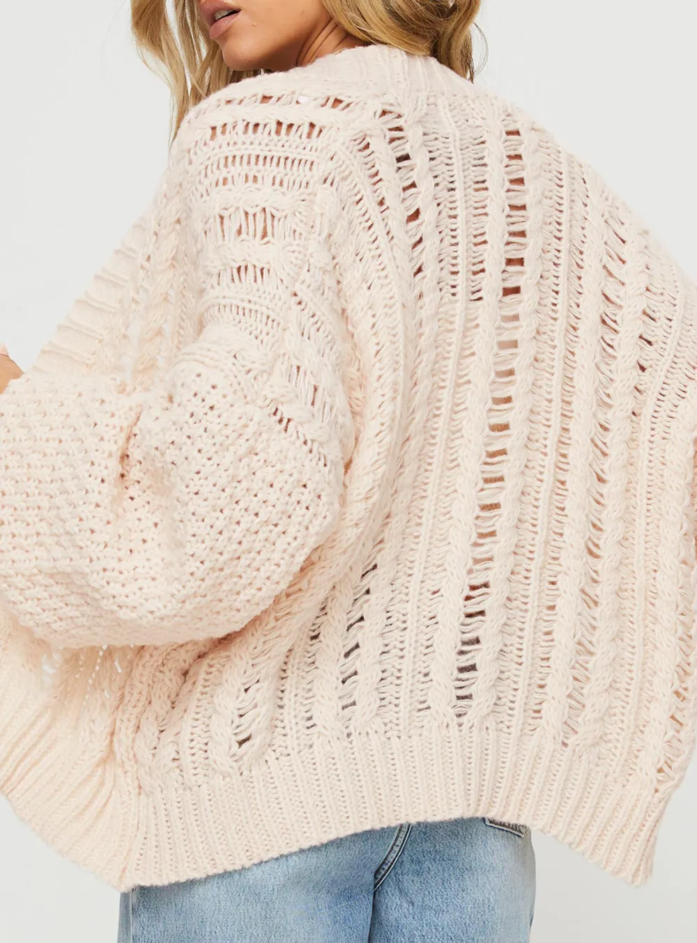 Cable Cardigan Oversized Cream