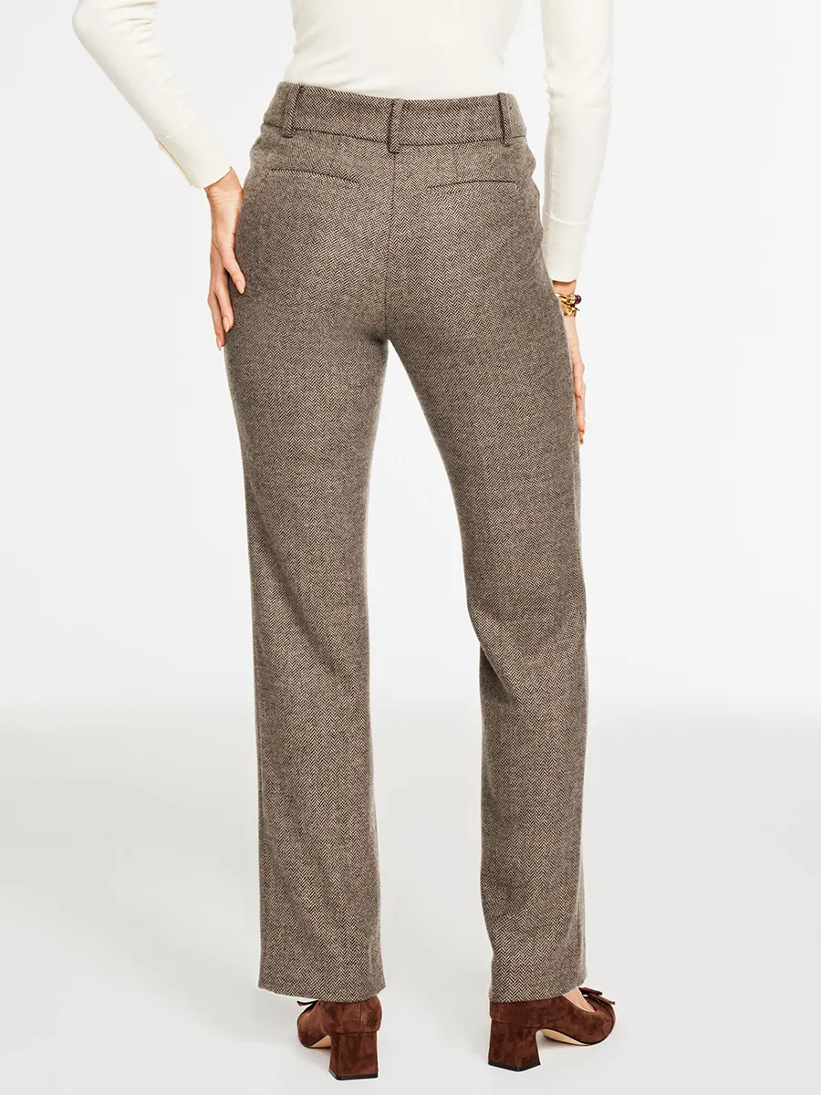 Women'S Herringbone Twill Chino Mid-Rise Straight-Leg Pants