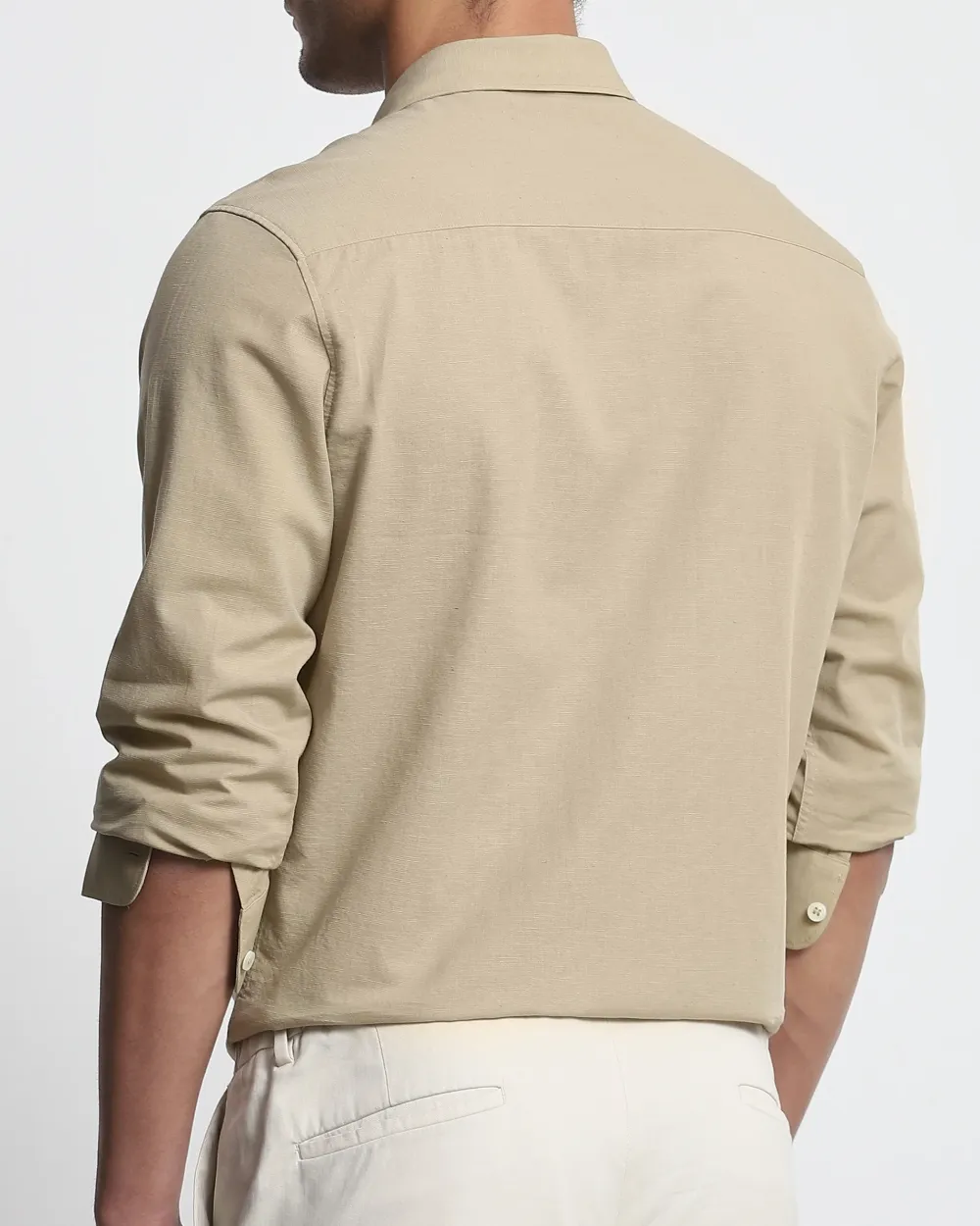 Leisure Simple Daily Slim-Fit Breathable Beige Shirt