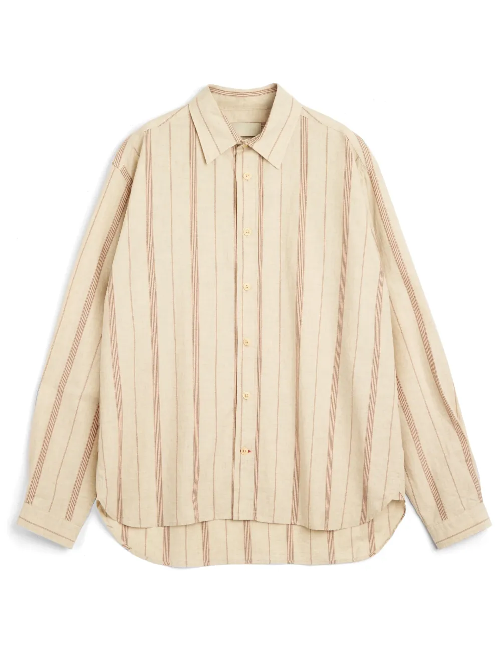 Cream  Oversized Striped Cotton Shirt