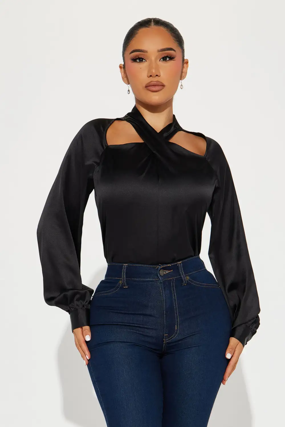 I Am The Gift Satin Blouse - Black