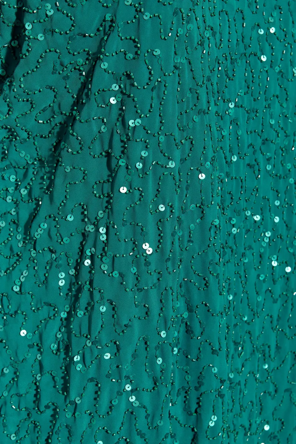 LUXE Curve Light Blue Sequin Hand Embellished Cape Dress