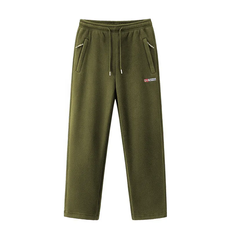 Men'S Outdoor Heavyweight Fleece Jacket&Men's Winter Outdoor Sports Fleece Pants-2 price set - Double-Sided Warm Hooded Coat With Full Zip, Multi Pockets & Machine Washable Polyester For Camping Hiking Casual Wear