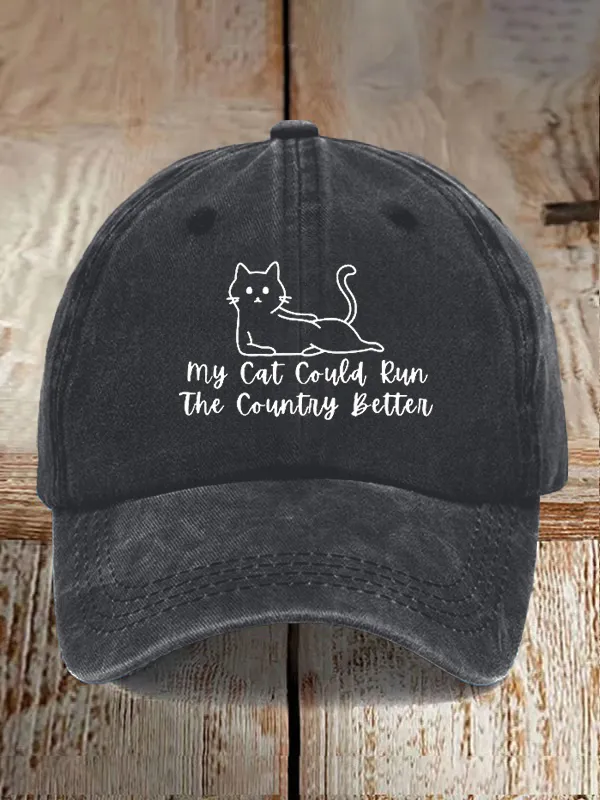 Retro FDT My Cat Could Run The Country Better Pride Baseball Cap