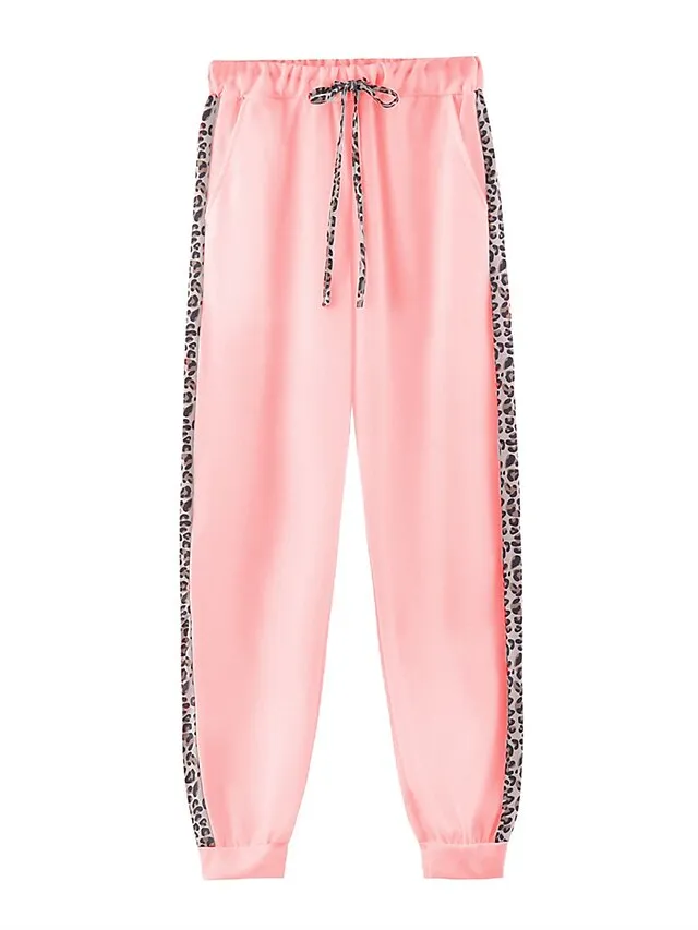 Women's Loungewear Sets Leopard Sport Casual Comfort Home Street Daily Polyester Breathable Hoodie Long Sleeve Hoodie Pant Spring Fall Black White