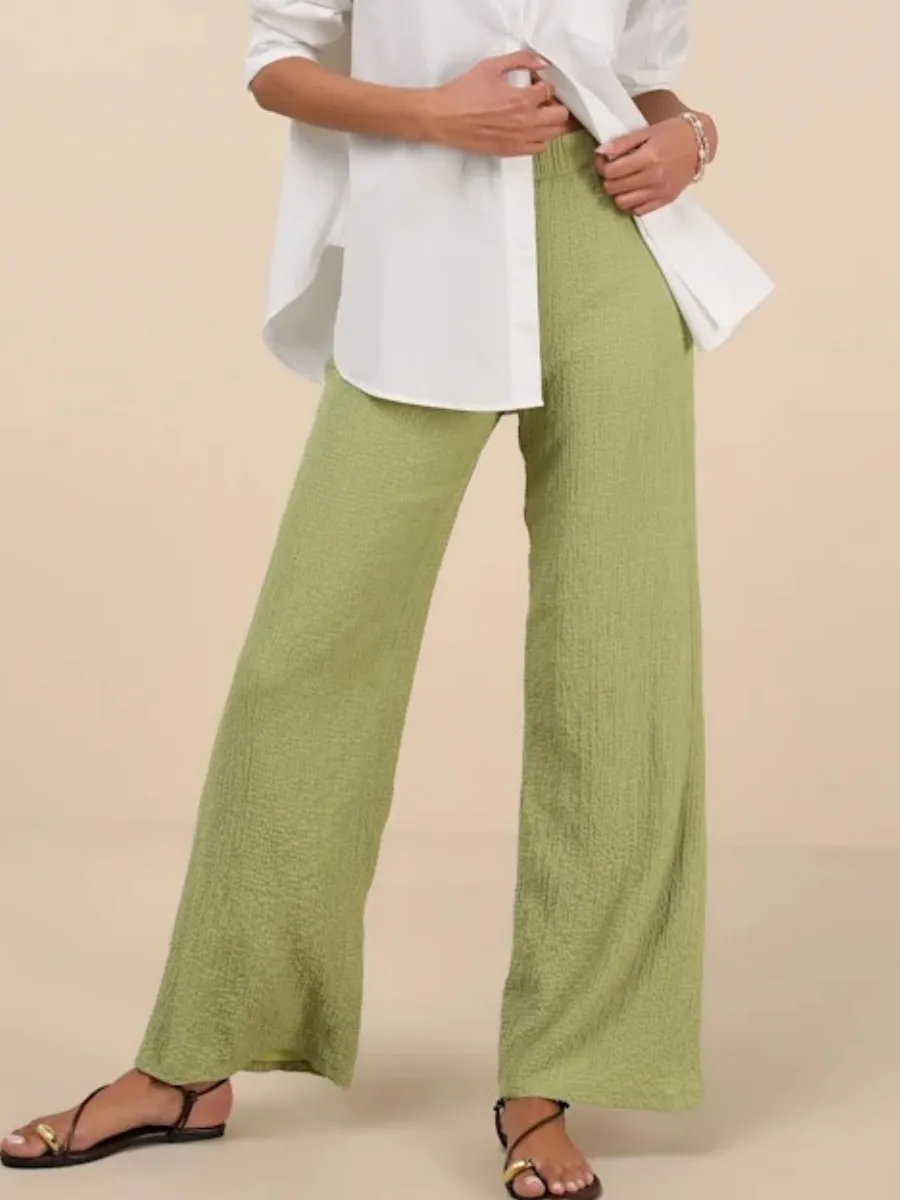 Textured Wide Leg Pants