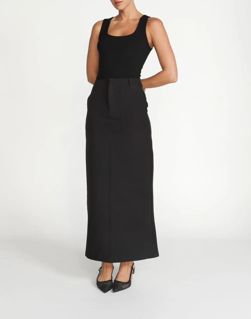 Minimalist Three Dimensional Cut Slit Skirt
