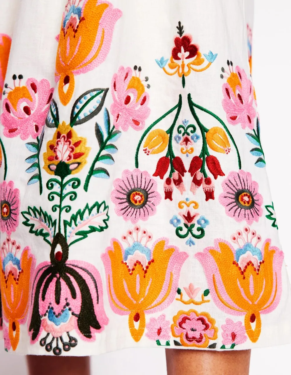 Verity Embroidered Linen Skirt