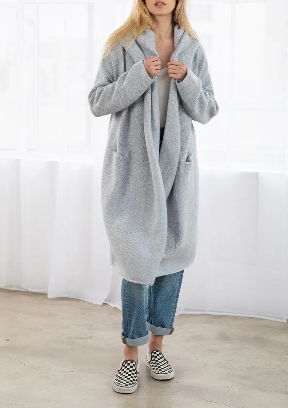 Open Front Hooded Coat