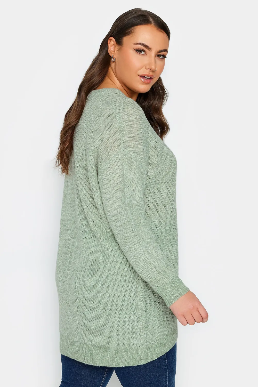 YOURS Curve Sage Green Essential Knitted Jumper