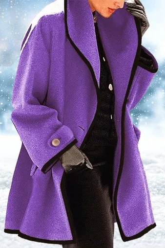 Fleece Line Colorblock Lapel Coat