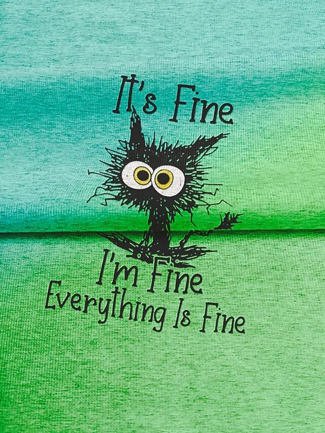 Women's T shirt Tee Yellow Blue Orange Cat Letter Print Short Sleeve Daily Weekend Basic Round Neck Regular Fit Cat Painting