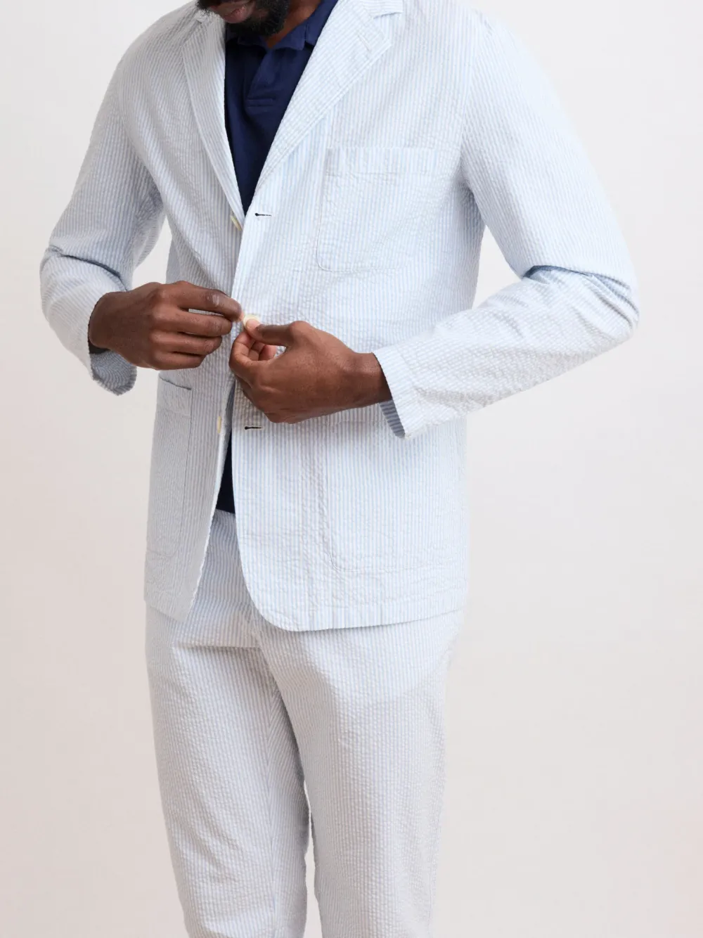 Men's Faded Blue Seersucker Jacket