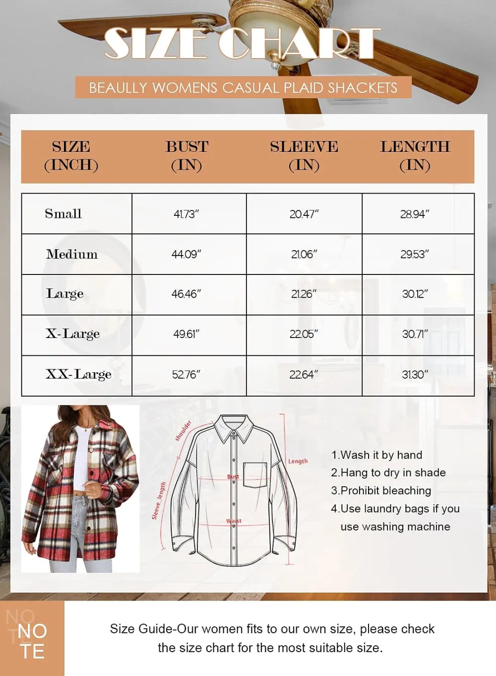 Women's Flannel Plaid Shacket Long Sleeve Button Down Chest Pocketed Shirts Jacket Coats