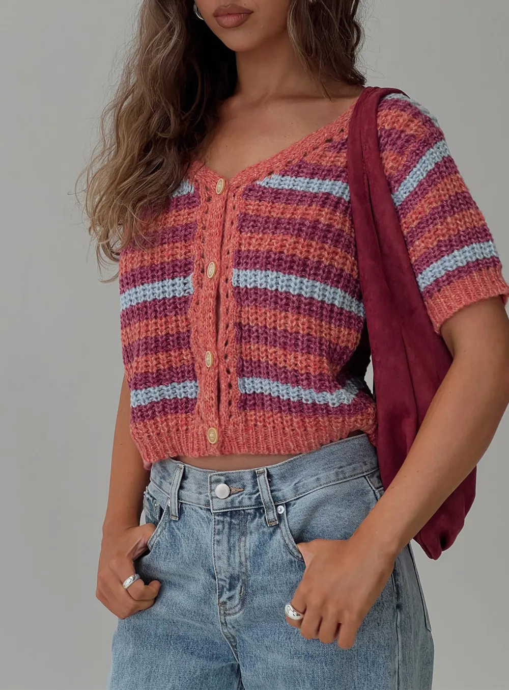 Striped Multi Knit Cardigan