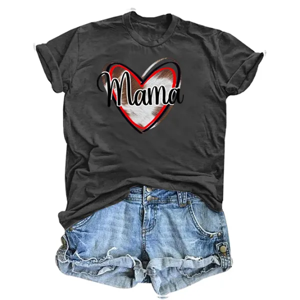 Women's Love Pattern Round Neck T-shirt