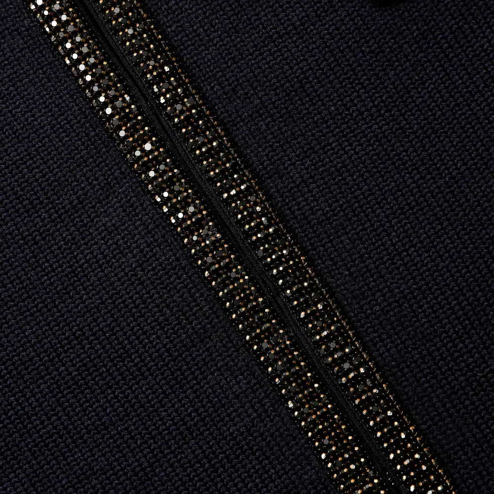 Navy Embellished Knit Midi Skirt