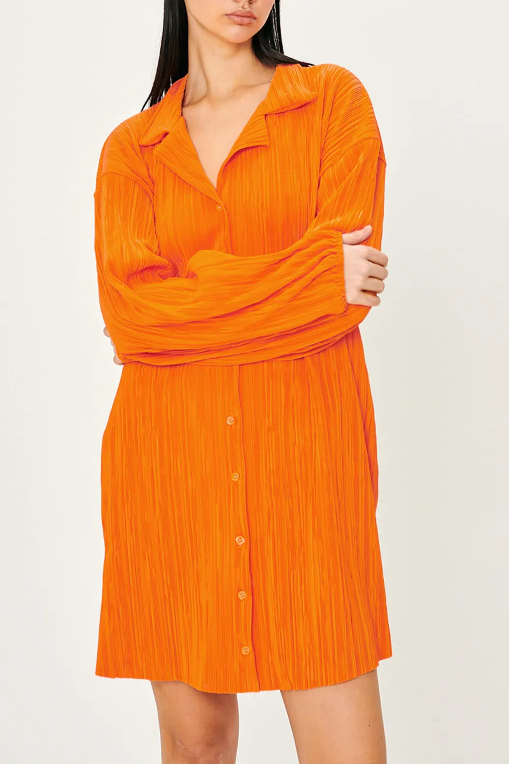 Daily Plisse Shirt Dress