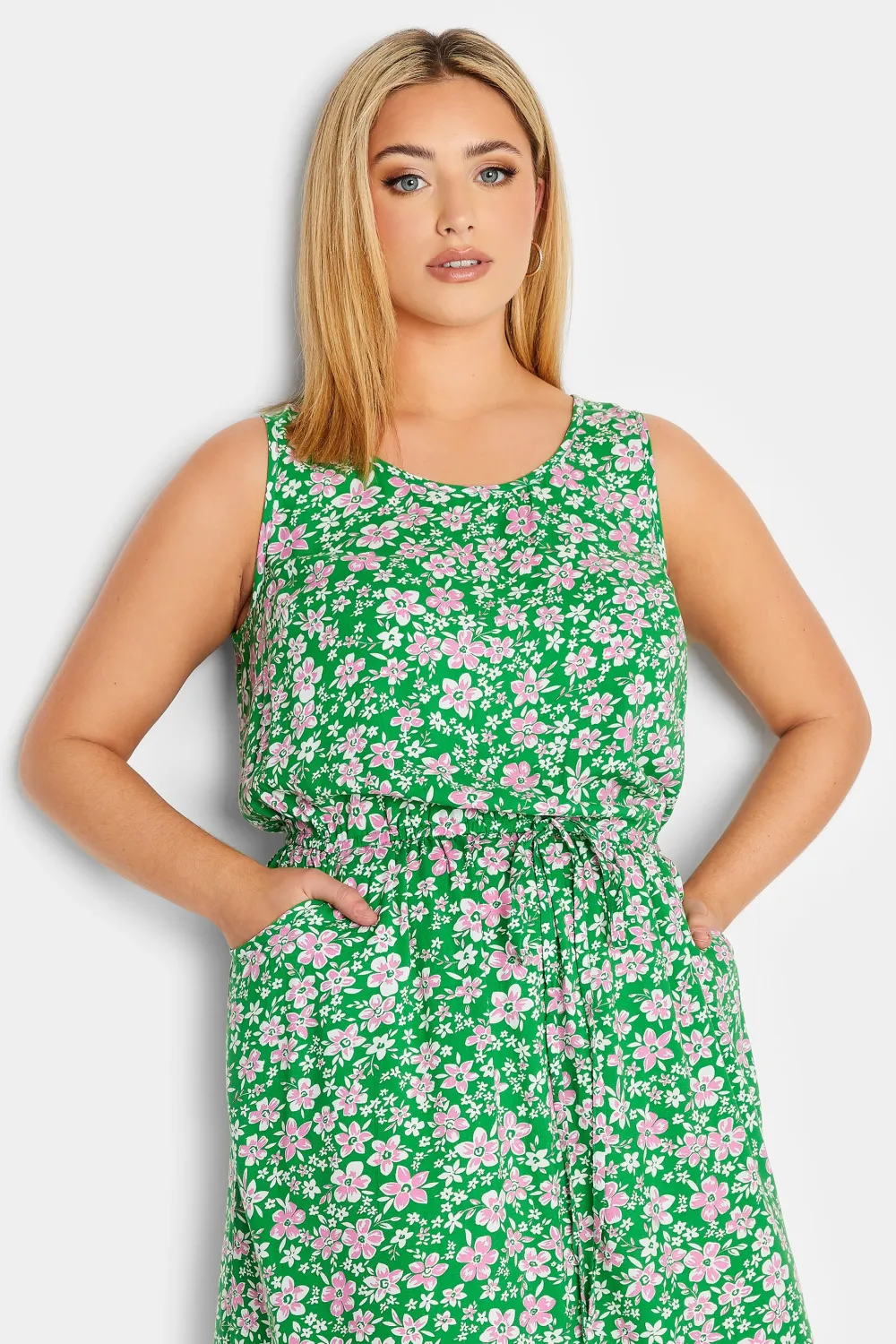 YOURS Curve Green Floral Ditsy Print Mini Dress