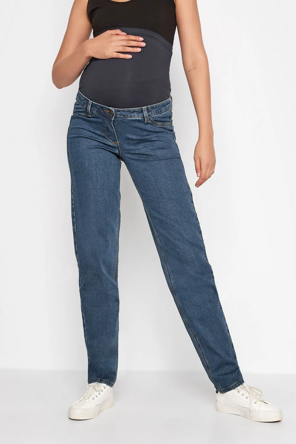LTS Tall Maternity Indigo Blue Washed UNA Stretch Mom Jeans