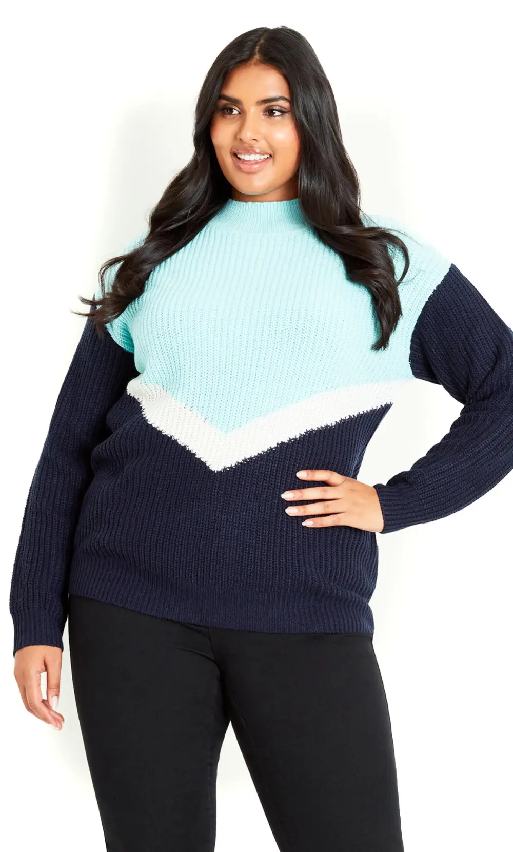 Evans Navy & Blue Chevron Jumper
