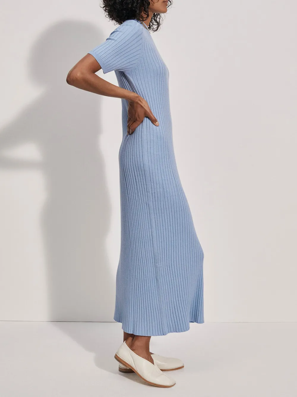 Crew Neck Rib Knit Maxi Dress