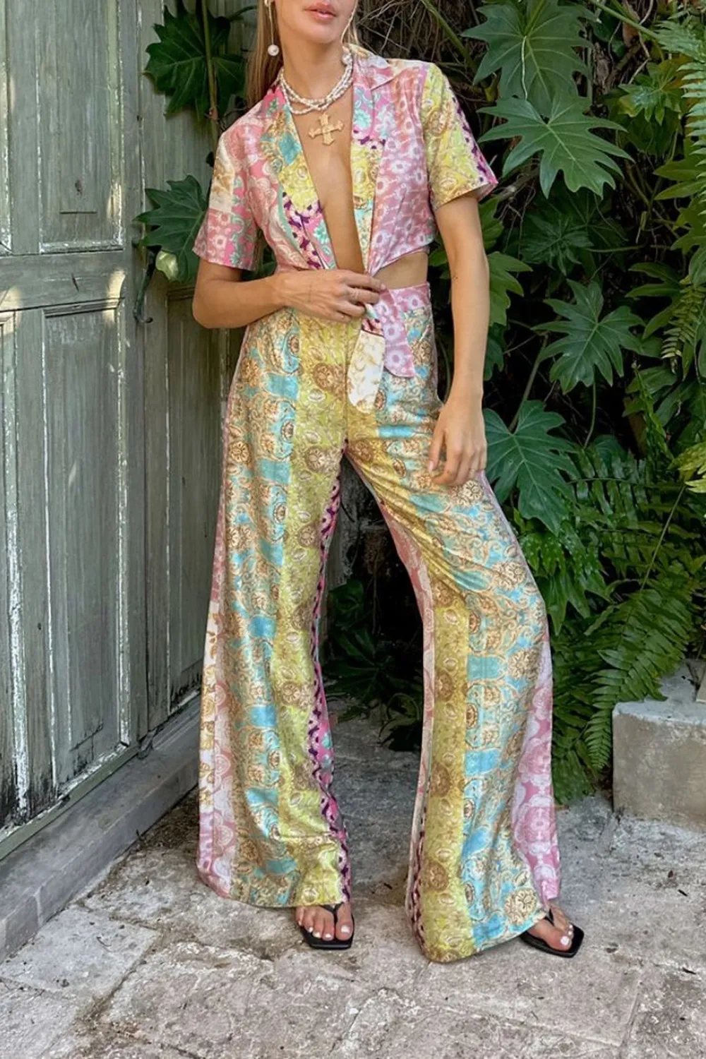 Casual Multicolor Floral Pants