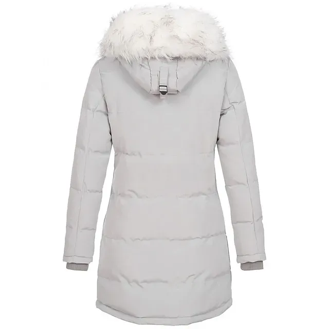 Women's Parka Thicken Puffer Jacket Fleece Winter Coat with Fur Collar Fall Warm Windproof Hooded Jacket Stylish Casual Street Jacket with Pockets Long Sleeve Black White Red