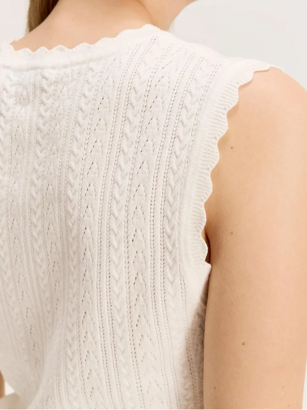 Ivory Hollow Knit Vest Top