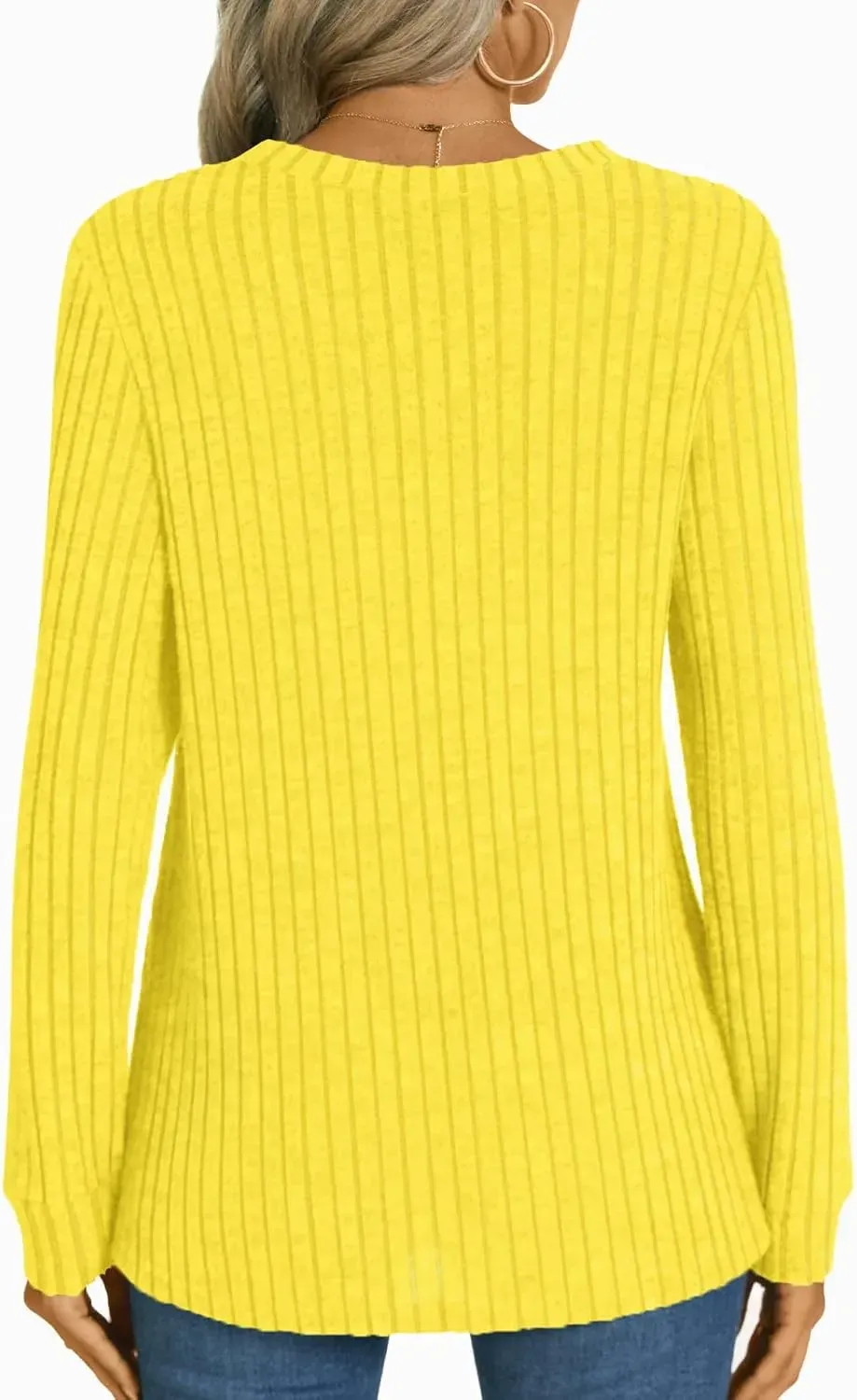 HOTGIFT Womens 2024 Fall Winter Tunic Tops Long Sleeve Casual T-Shirts Soft Comfy Stripe Blouse Lightweight