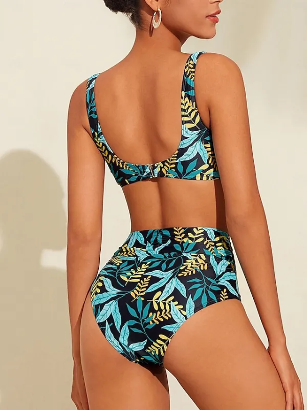 Floral Print Smocked Bikini Swimsuit