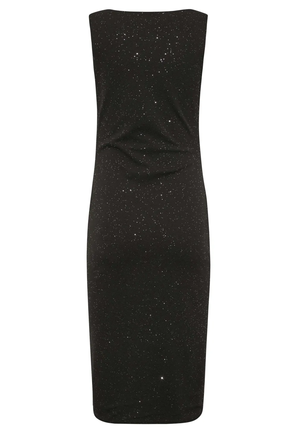 LTS Tall Black Glitter Notch Neck Midi Dress