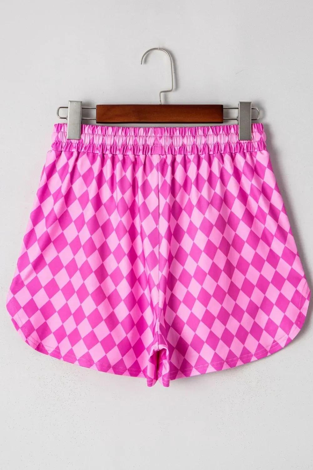 Personalized Loose Pink Plaid Hight Waist Shorts