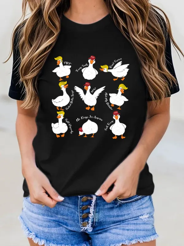 Women's Short Sleeve Round Neck Pure Cotton T-Shirt