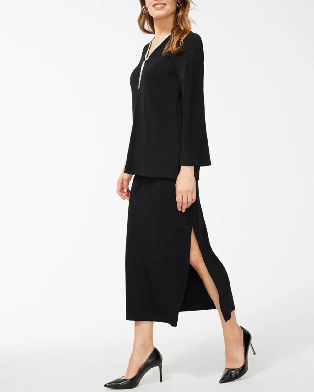 Split Hem Midi Skirt