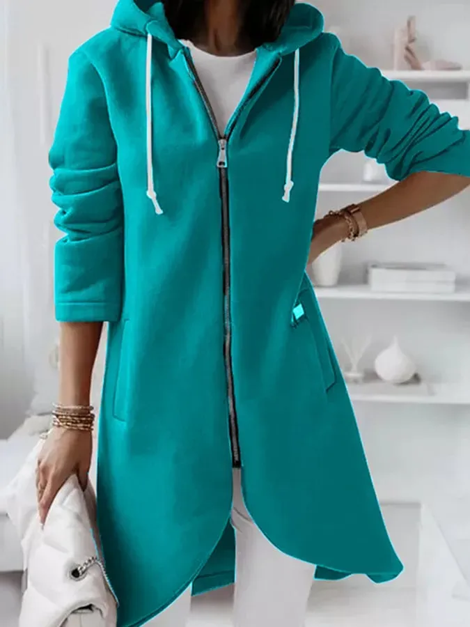 Women's Mid-Length Fleece Zip Hoodie