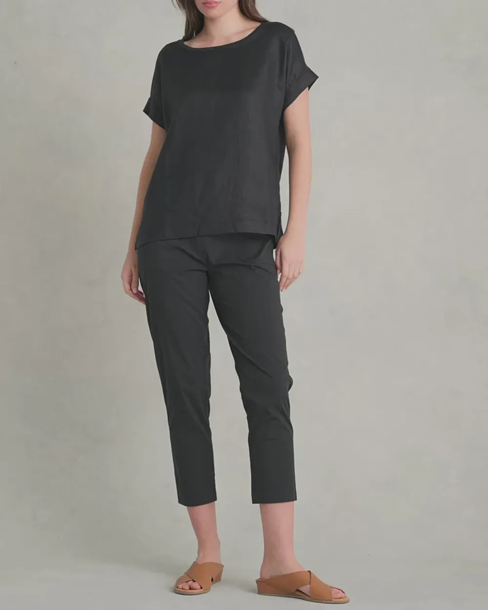 Loose Fit Short Sleeve Linen Top