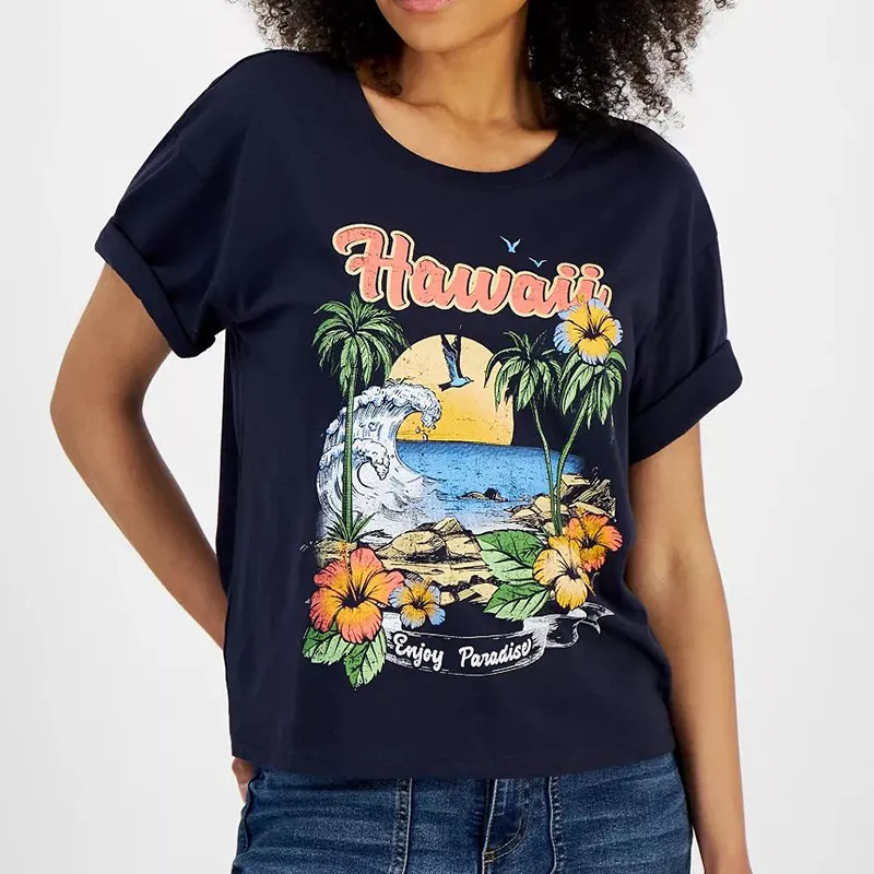 Hawaiian Beach View Printed Tee