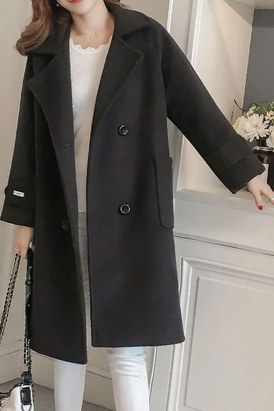 Faux Woolen Double Face Lapel Coat