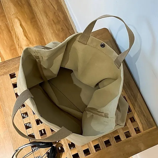 Casual Large-capacity Fashion Shoulder Bag Alphabet Print Zipper Trendy Handbag With Adjustable Strap Women Canvas Shoulder Bag Fashion Big Tote Khaki Black Green