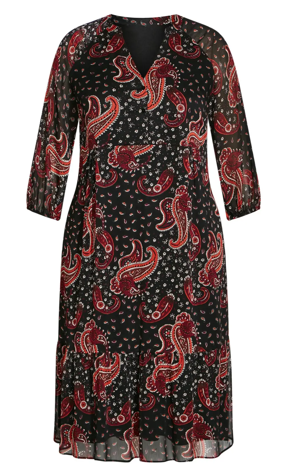 Evans Black & Red Paisley Smock Midi Dress