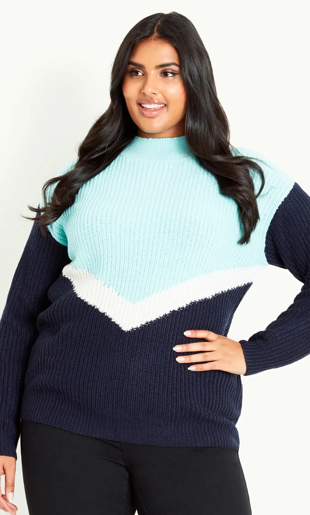 Evans Navy & Blue Chevron Jumper