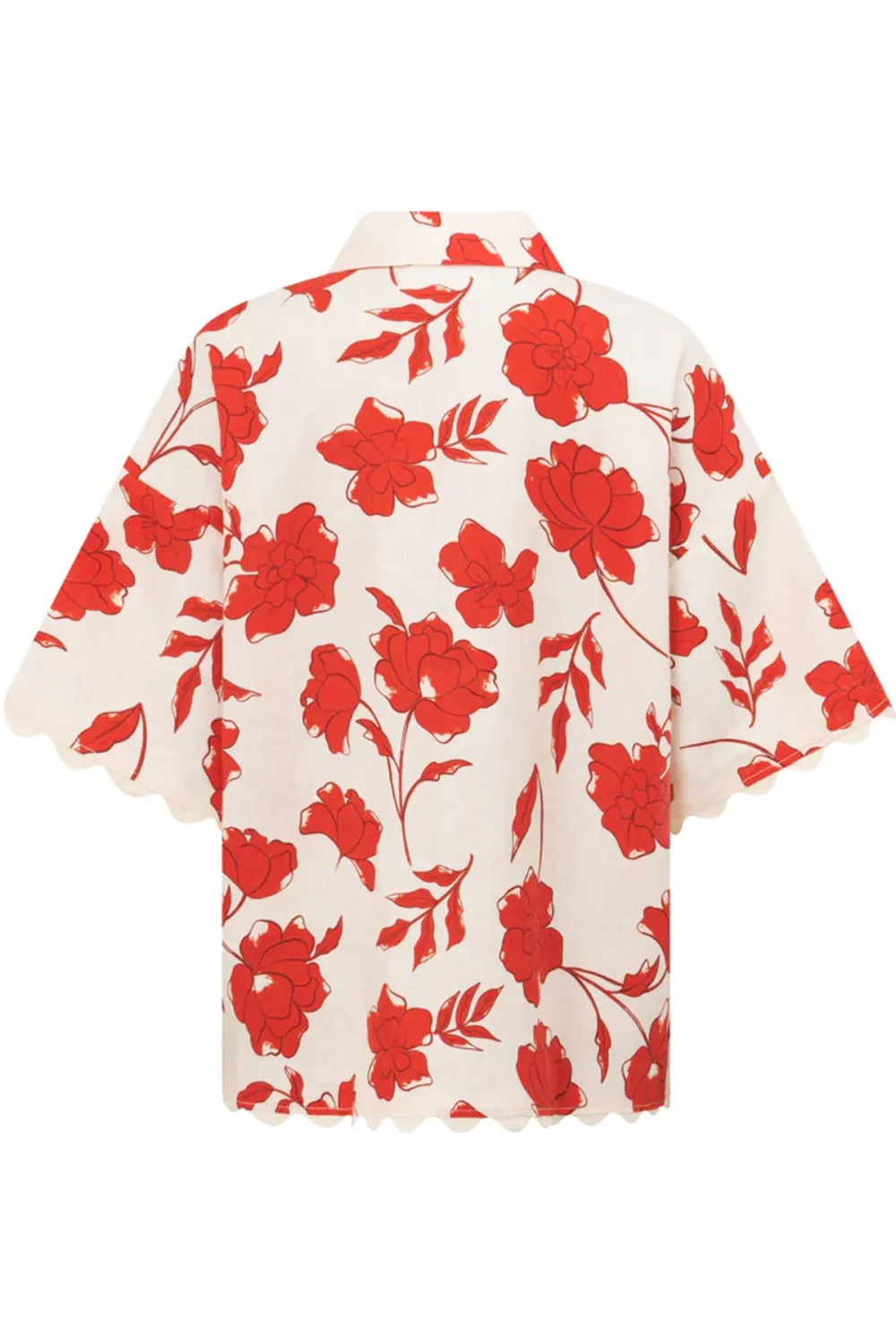 Floral Print Cotton & Linen Button Up Top