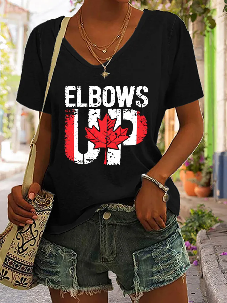 Women'S Elbows Up Canada will never yield to tru.p T-Shirt